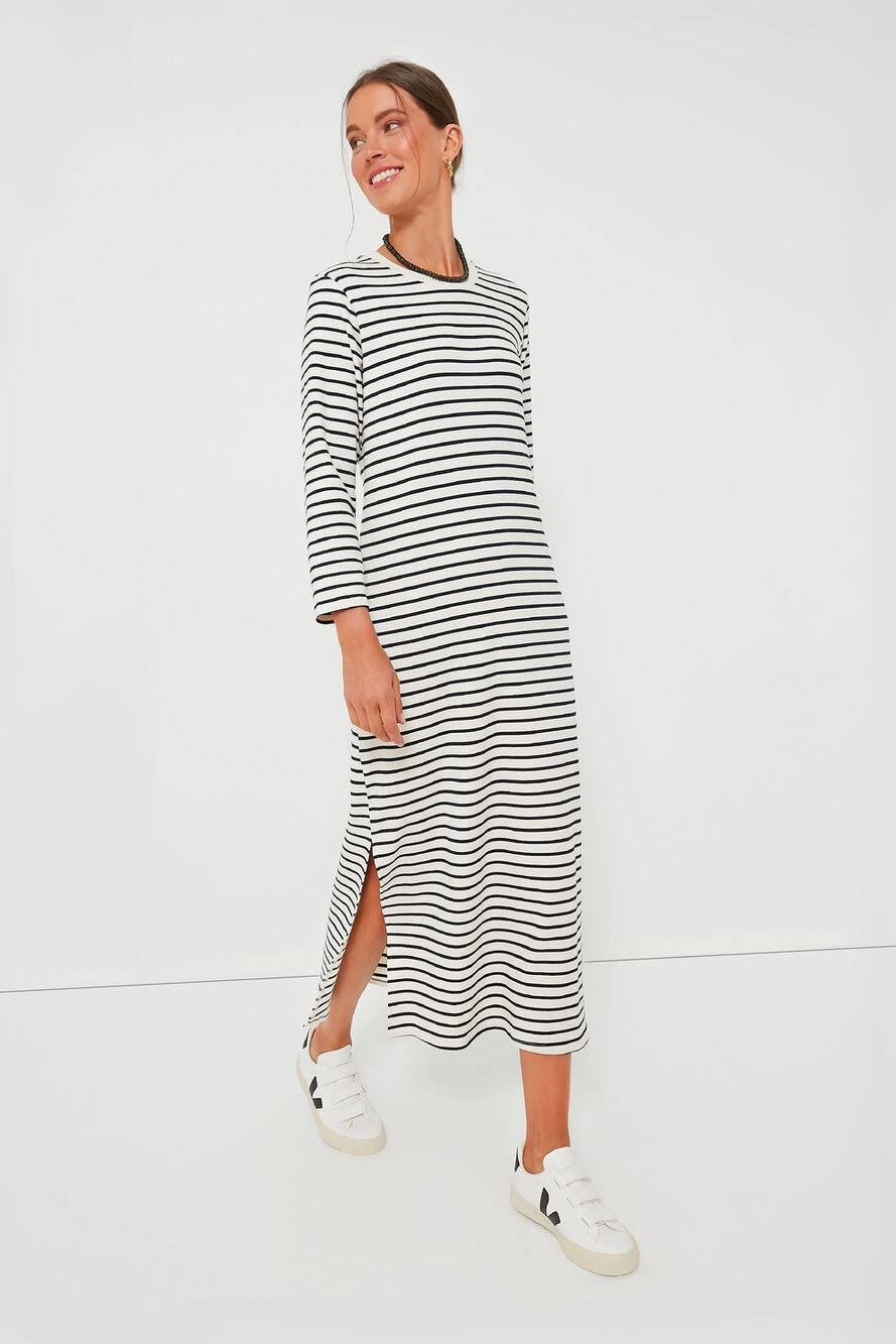 Tuckernuck Pomander Place Navy Stripe Gio Maxi Dress Size Small
